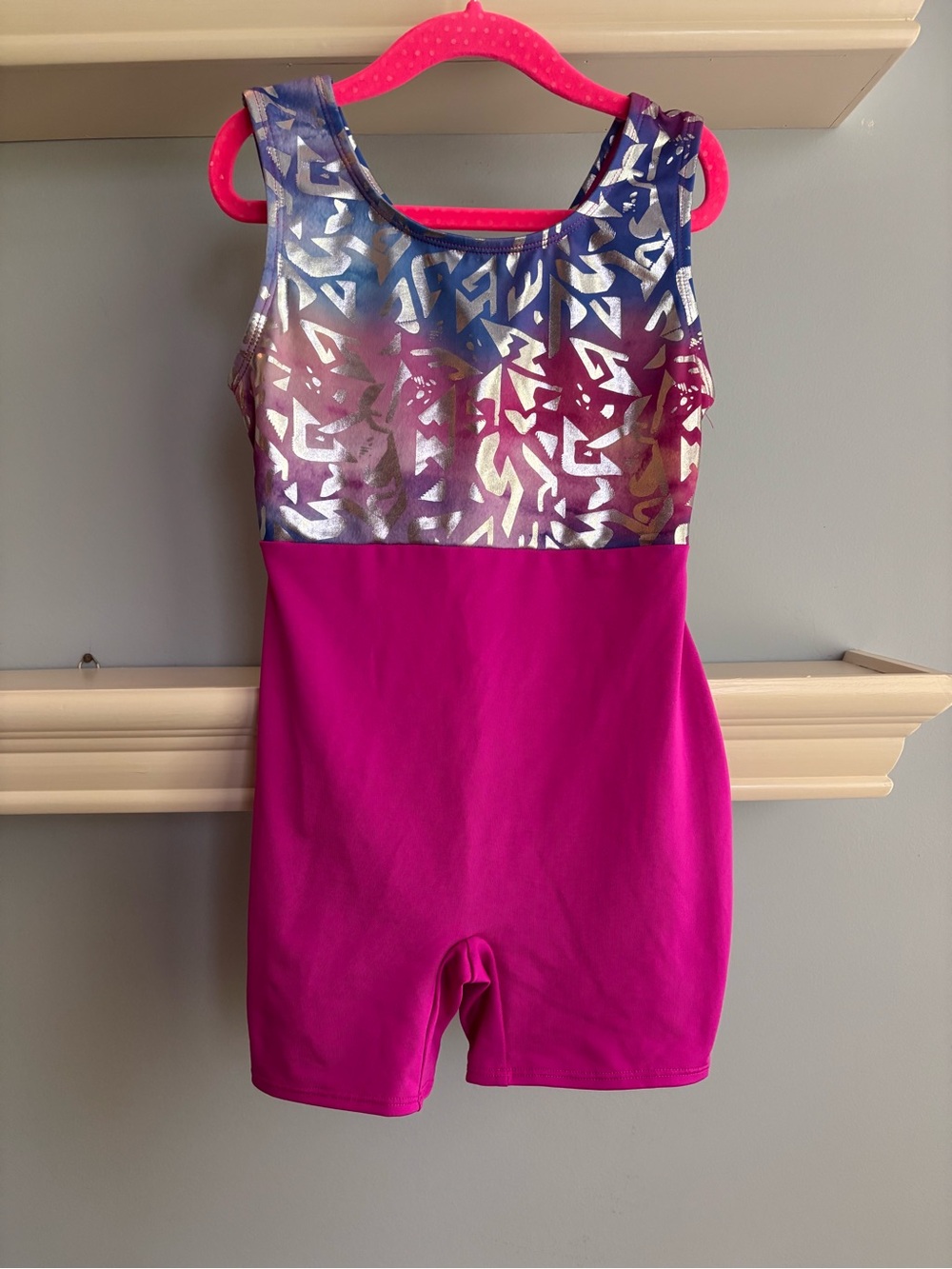 Cat & Jack Girls Tank Romper - Fuchsia and Metallic Blue